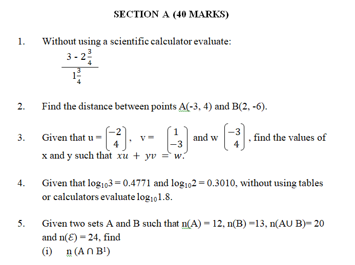 SECTION A (40 MARKS) 1