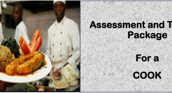 DIT-ASSESSMENT AND TRAINING PACKAGE FOR A COOK