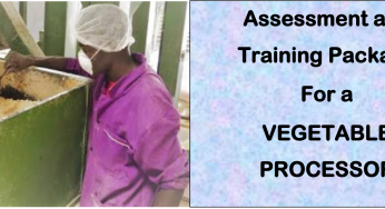 DIT-ASSESSMENT AND TRAINING PACKAGE FOR A VEGETABLE PROCESSOR