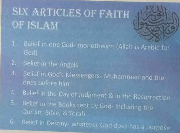 Sample activity of integration The relationship between Christian and Islamic beliefs 1